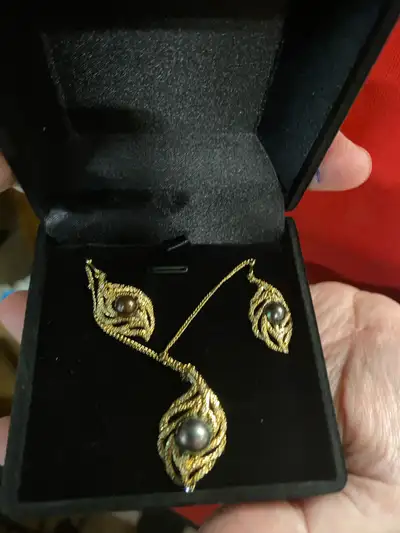 Tahitian Pearl and Gold Jewelry Set.  New, View more