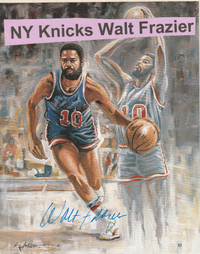 NY Knicks Walt Frazier autographed 8 by 10