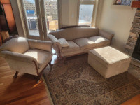 Couch, chair, and rug set