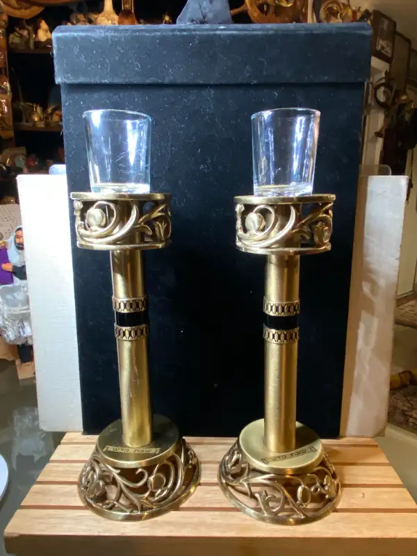 Vtg. Pair of Oppenheim Brass/Bronze Shabbat/Jewish Grape/Pom. Ca in Arts & Collectibles in Vancouver - Image 2