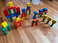 Ensemble de blocs de bois vintage et colorés pour enfants
