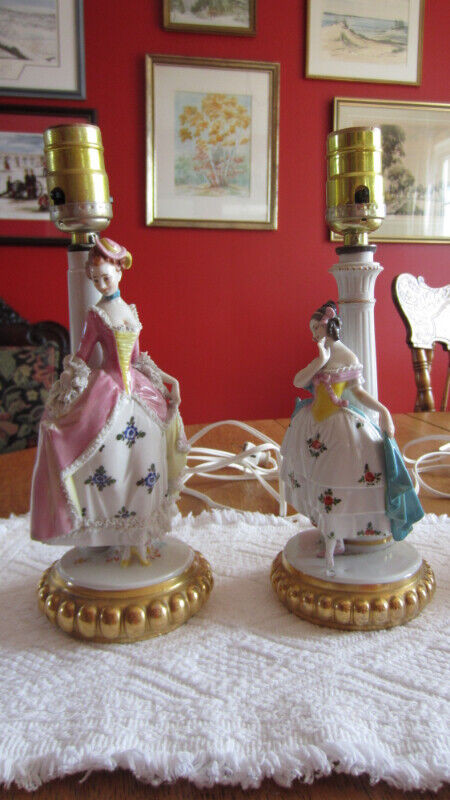 Antique Porcelain Figurine Table Lamps (pair) in Arts & Collectibles in Kingston - Image 4