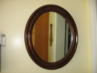 VINTAGE  SOLID CHERRY WOOD OVAL MIRROR
