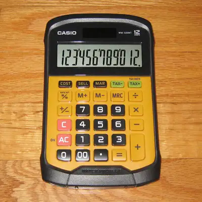 Casio water- and dust-resistant calculator, View more