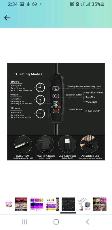 Indoor light for plants with timer in Home Décor & Accents in Mississauga / Peel Region - Image 2