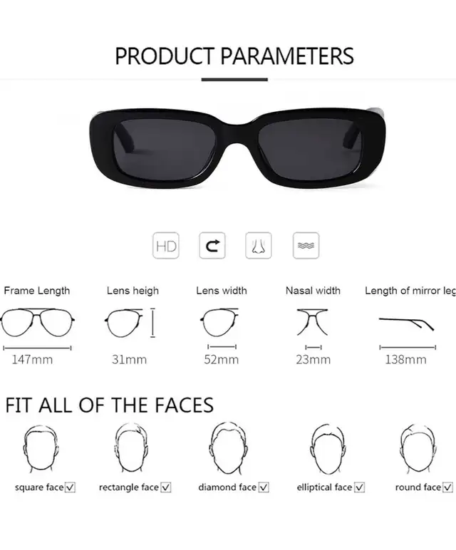 Rectangle 90s Y2K Sunglasses – Retro Black Frame Unisex | UV400  in Multi-item in City of Toronto - Image 8