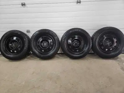 Set of 4 studded winter tires mounted on steel rims. Used one winter (traded vehicle off). Came off...