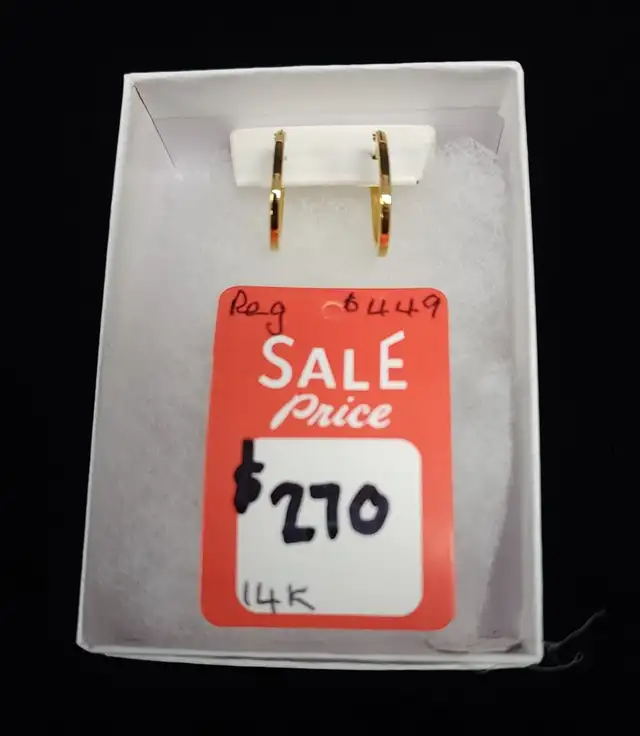 14K Yellow Gold Oval Earrings *STORE CLOSING SALE in Jewellery & Watches in Barrie - Image 2