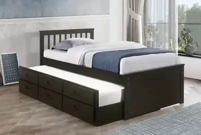 Twin Captains Bed with Trundle+Storage , View more
