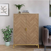 2 Door Wood Accent Storage Cabinet, 43" H Natural Oak