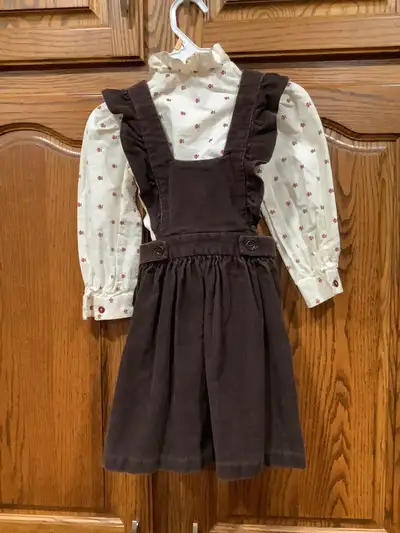Brown corduroy jumper with blouse (hand made), View more