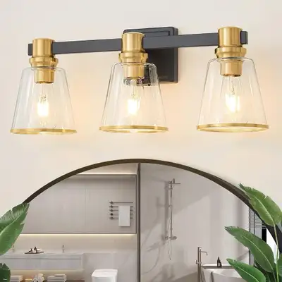 Colour: Black Gold Material: Glass, Metal Styl: Modern Light fixture form: Vanity Room type: Bathroo...