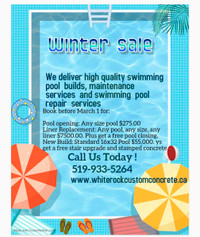 Pool openings, liner replacement and complete pool renos