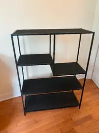 Black wood and metal bookcase