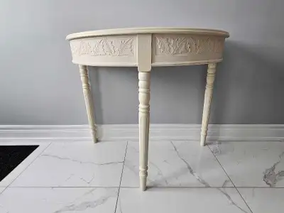 White Demi Lune Console Table, View more