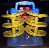 Spiral speedway track toy