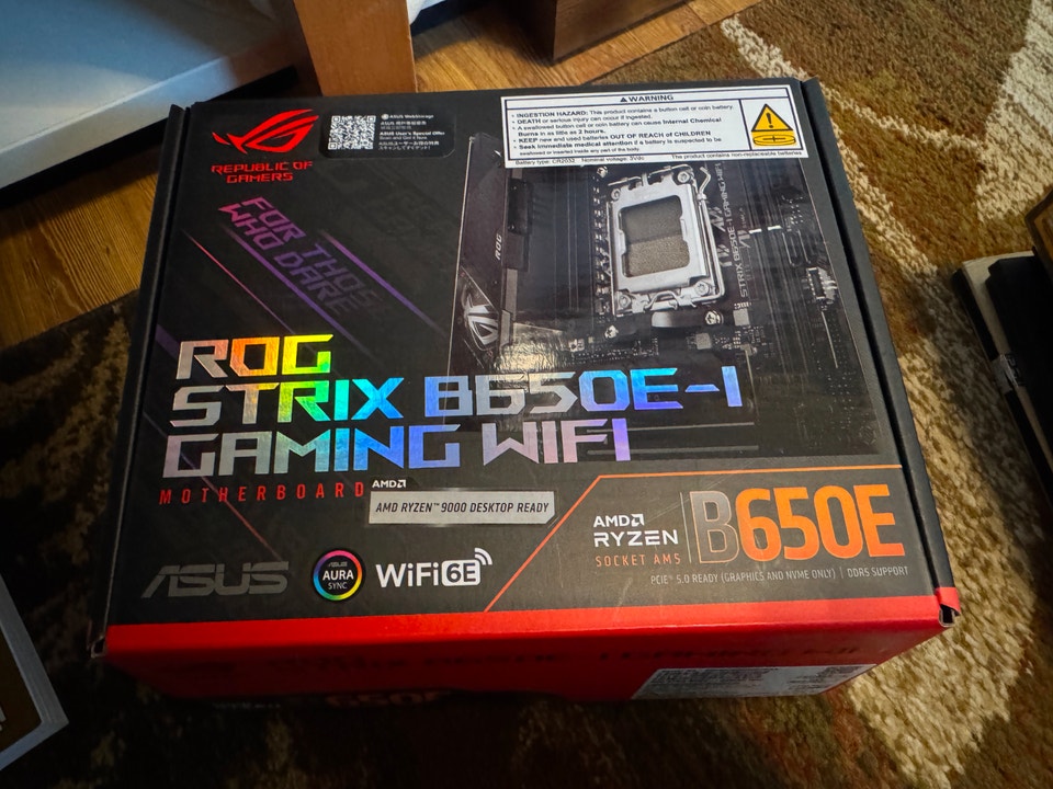 ASUS B650E ITX Motherboard and AMD 7900 CPU | System Components ...
