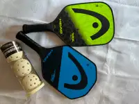 Pickleball rackets and balls used once