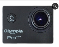 Olympic Pro x180 action camera with accessories