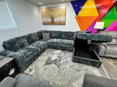 New Grey Sectional Sofa Bed With USB Charging Port Amazing Offer, View more