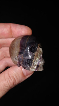 Skull Carving Purple Fluorite Crystal Gemstone Healing Pendant