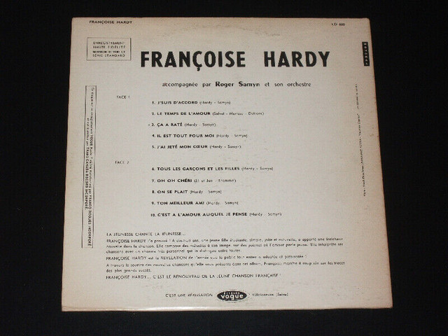 Françoise Hardy - Françoise Hardy (Canada 1962) LP dans CD, DVD et Blu-ray  à Ville de Montréal - Image 3