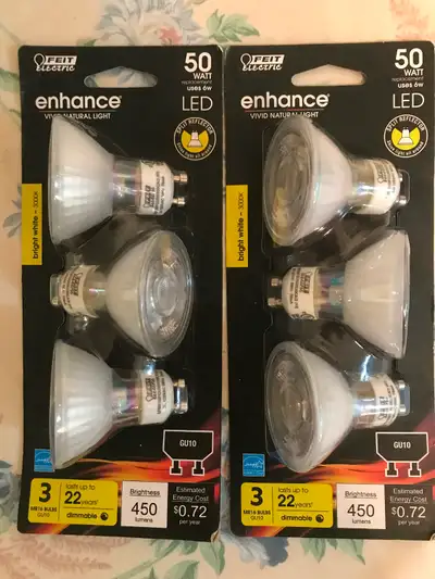 Pack of 6 LED light bulbs GU10 terminal plug type. In new unopened package. Pickup location is walki...