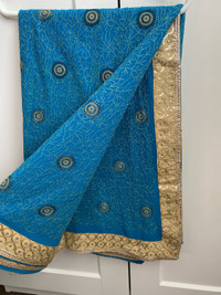 Saree (no blouse) with sequins and embroidery