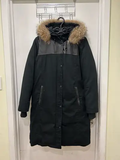 Danier winter parka with Genuine Leather and Natural Coyote Fur, View more