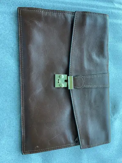 Classic brown leather purse. 8.5 x 12 inches