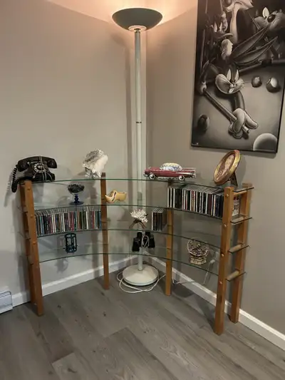 Étagère en coin tablettes en verre 90°, View more