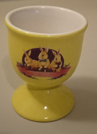 Vintage Laura Secord Porcelain Egg Cup With Bunnies / Rabbits