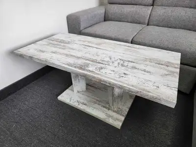 moving out saleon distressed white  rustic wood coffee table , View more