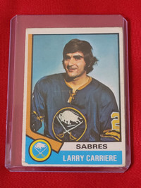 1974 O PEE CHEE, LARRY CARRIERE, BUFFALO SABRES CARD!!!