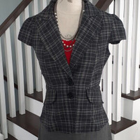 Seductions sweet plaid cap sleeved fitted jacket Size S