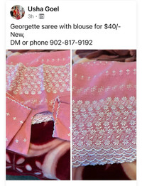 Georggette 5 and 1/2 meters saree with blouse