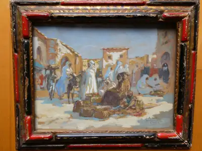 Tableau orientaliste. Marché, 1925/Orientalist painting. Market, View more