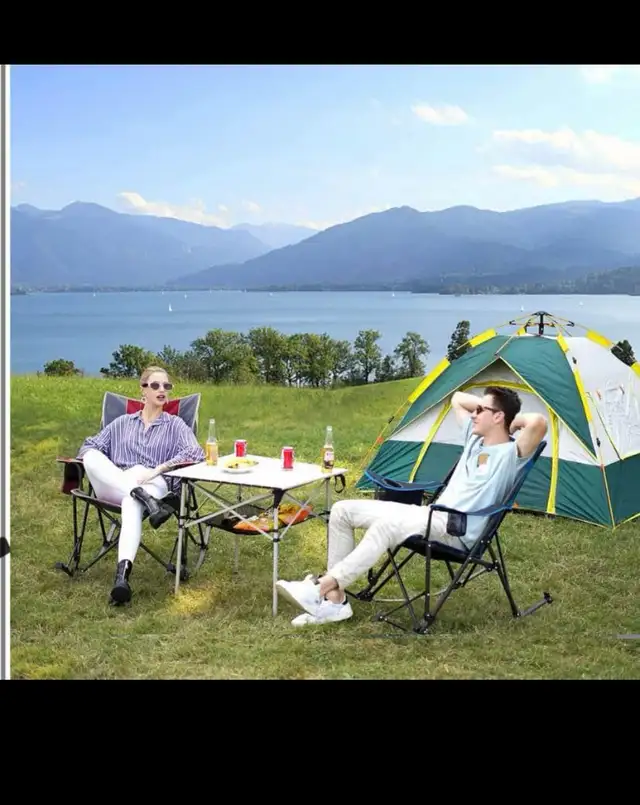 2* SunnyFeel Camping Rocking Chairs for Adults, Outdoor Folding  in Patio & Garden Furniture in Hamilton - Image 4