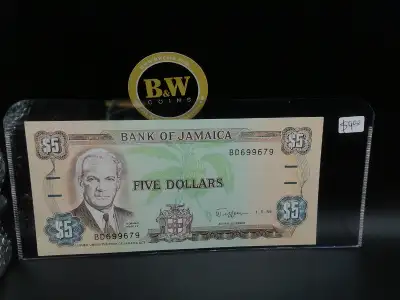 1989 Bank of Jamaica Five Dollars Banknote, View more