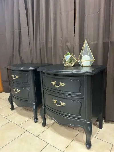 Refinished French provincial pair of nightstands , View more