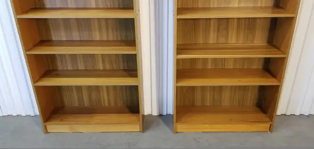 Pair mcm bookcases teak true & faux 73in H, 6 shelves 4 moveable in Bookcases & Shelving Units in Ottawa - Image 4