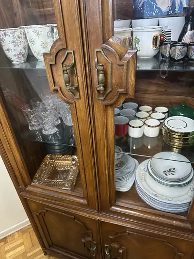 Vintage Wooden China Cabinet  Length72” width 32”, View more