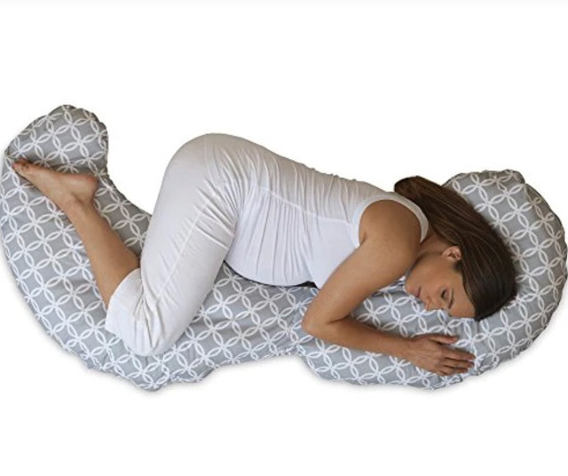 Boppy Multi-Use Slipcovered Total Body Pillow, Ring Toss Gray in Bedding in City of Toronto