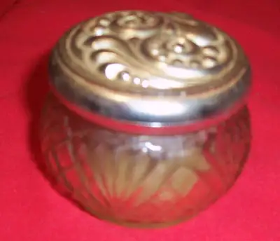 NICE DECORATIVE WIDE BAND LID AND DECORATIVE ON THE SIDES AVON, View more