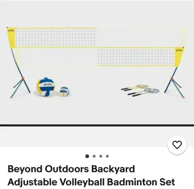 Beyond Outdoors Backyard Adjustable Volleyball Badminton Set Excellent condition Includes Net (20ft)...
