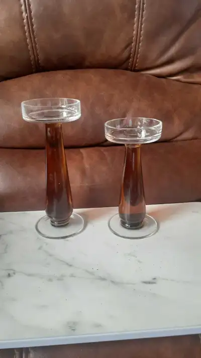 Amber glass candle holders by Libby , View more