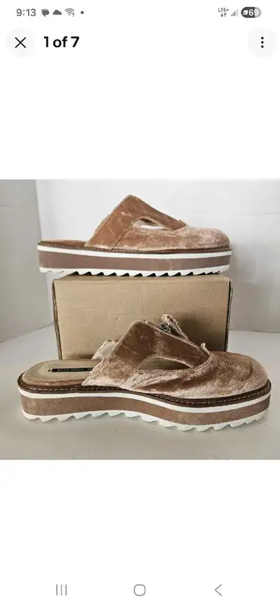 ZARA Womens Pink Velvet Slingback Brogues Shoes EU 38 US 7.5, View more