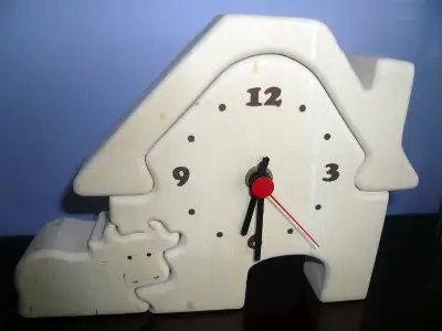 3D Cute Wooden Cow Clock, View more
