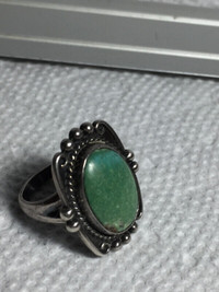Antique Silver Jade Ring Size 6