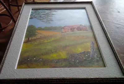 A lovely large vintage original painting by artist L. Plummer, or L.P. Hummer. It measures 21 inches...